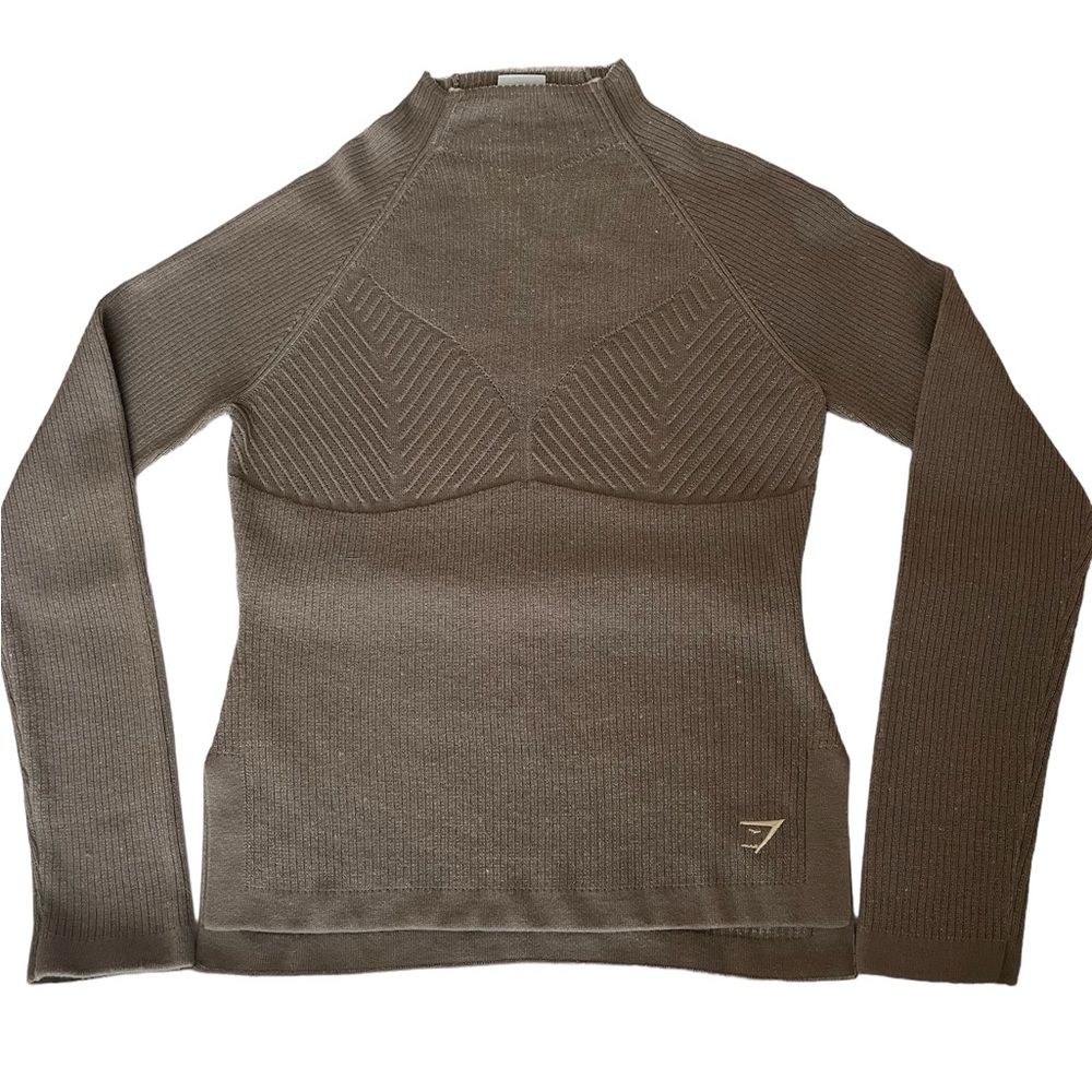 Gymshark Pause Knitwear Long Sleeve Top Cement Brown Pebble Gray Size L